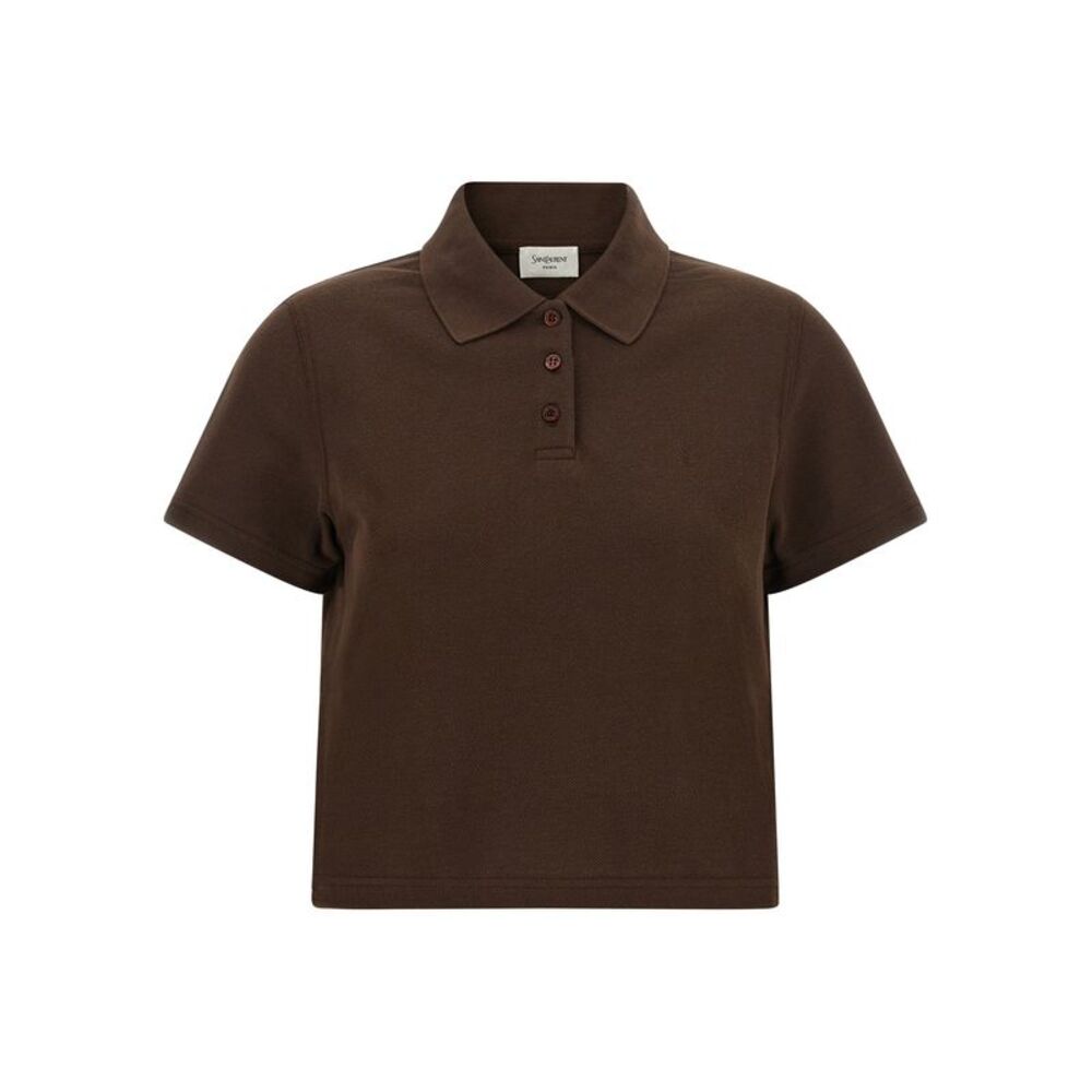 Saint Laurent Women 'Cassandre' Crop Polo Shirt